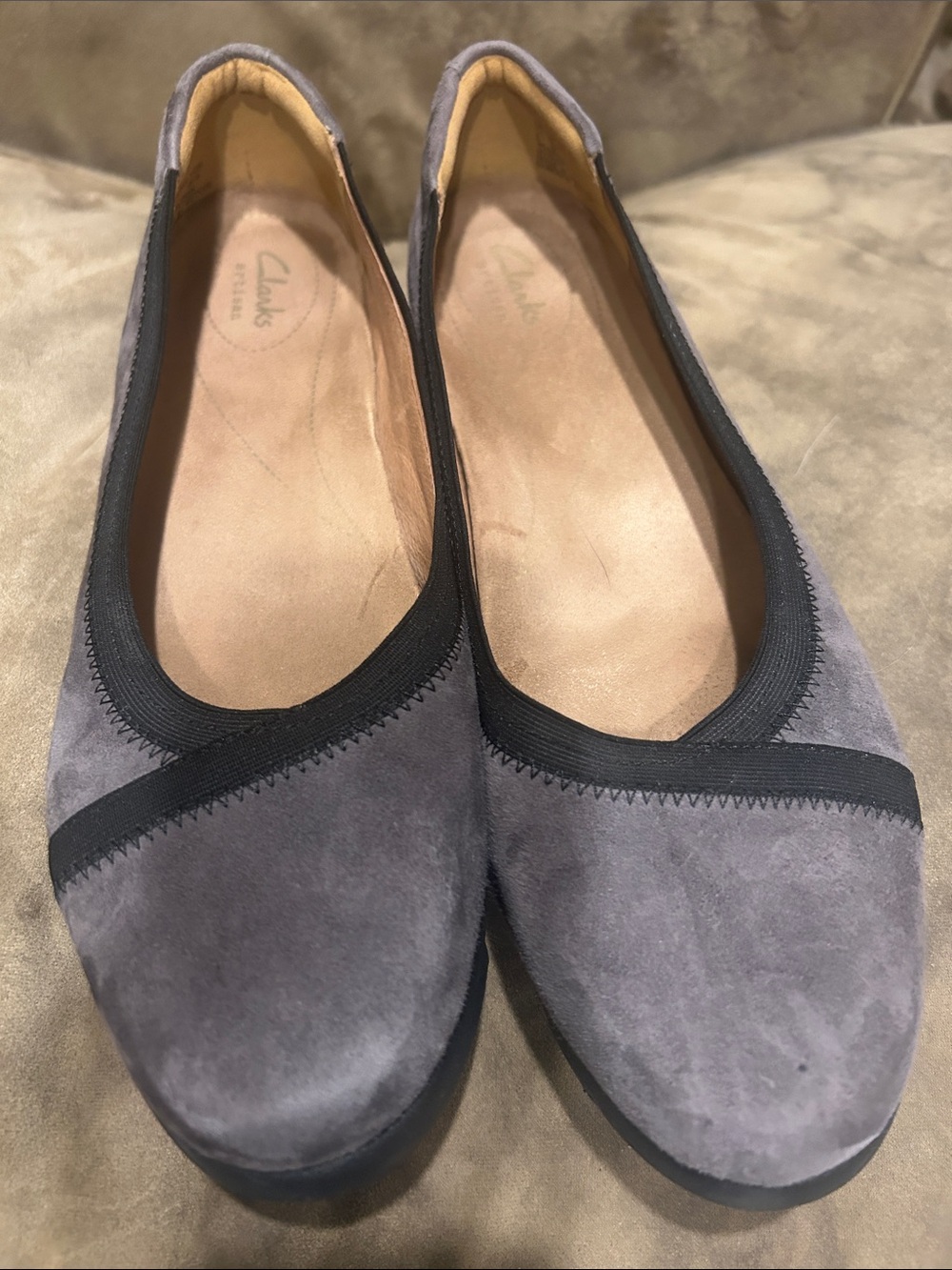 Clarks Women's Gray Suede Slip-On Shoes
